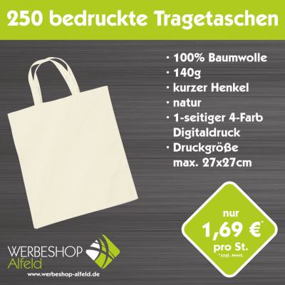 250 bedruckte Tragetaschen